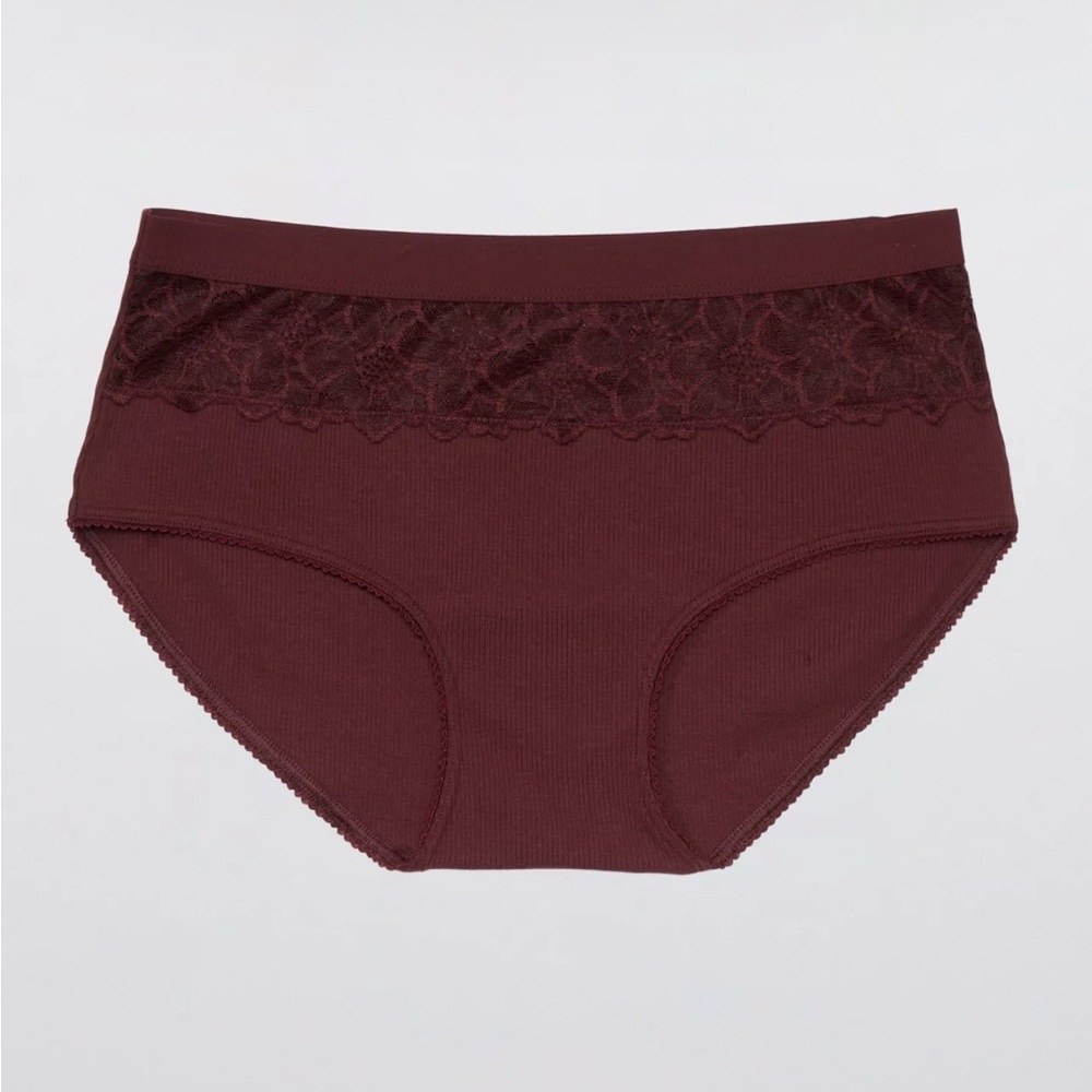 🤎 NEW Aerie M Brown Lace Cotton Boybrief Underwear 🎀